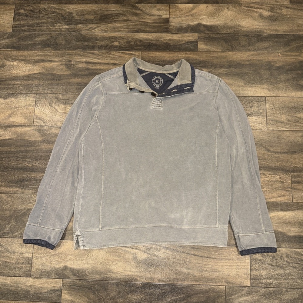 Carbon 2 Cobalt Henley Sweater 3-Button Pullover Long-Sleeve Men's Size M‎ Grey